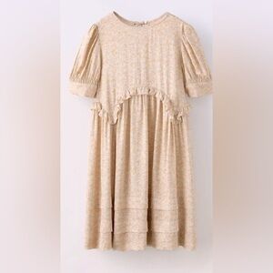 Zara Cream Kids Dress with Ruffle Accents
